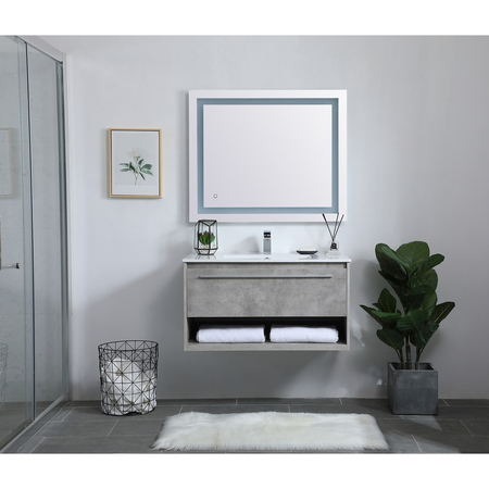 Elegant Decor 36 Inch Single Bathroom Floating Vanity In Concrete Grey VF43036CG
